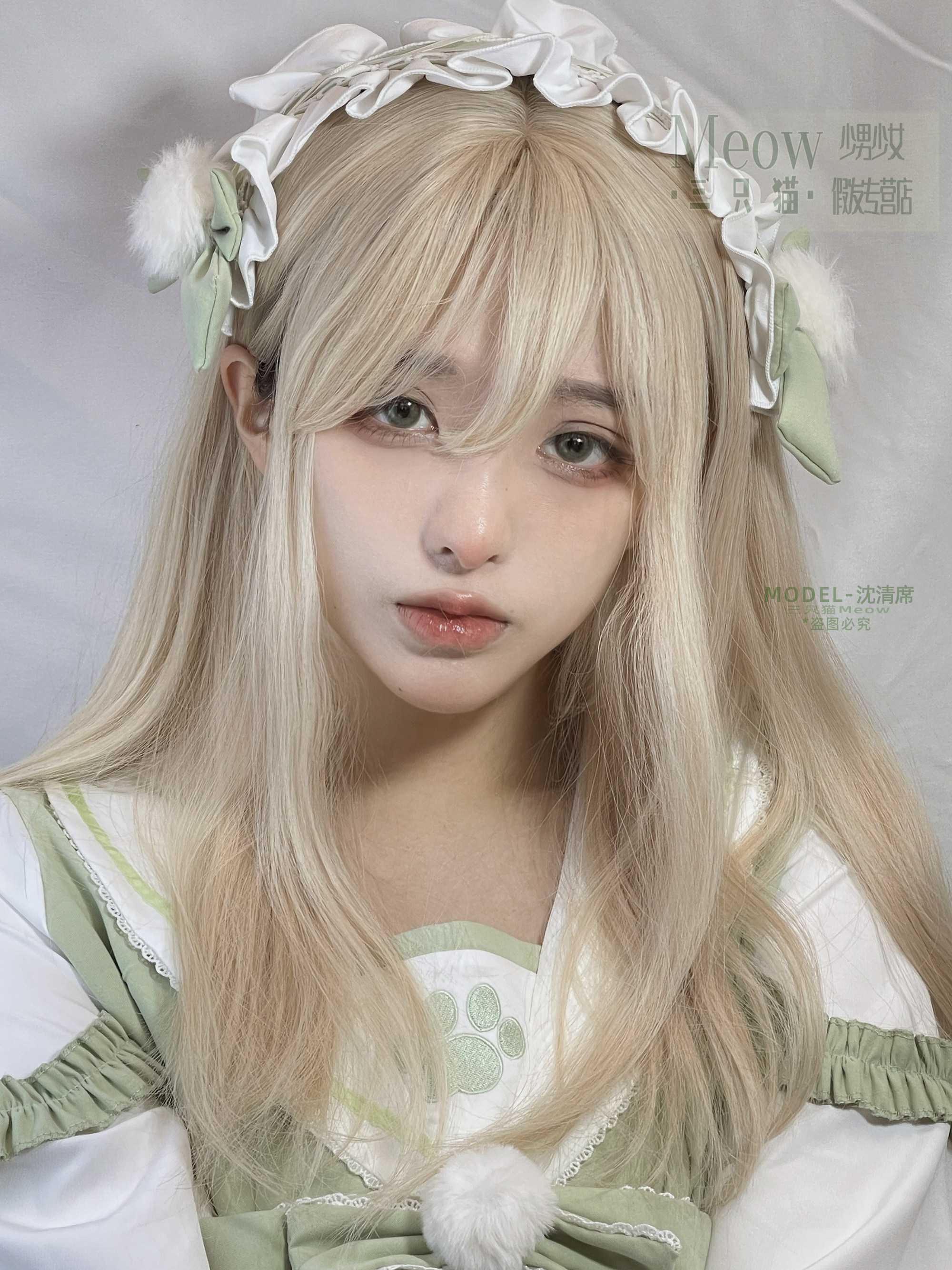 三只meow落日公主网红女团同款假发金发金色lolita洛丽塔假发