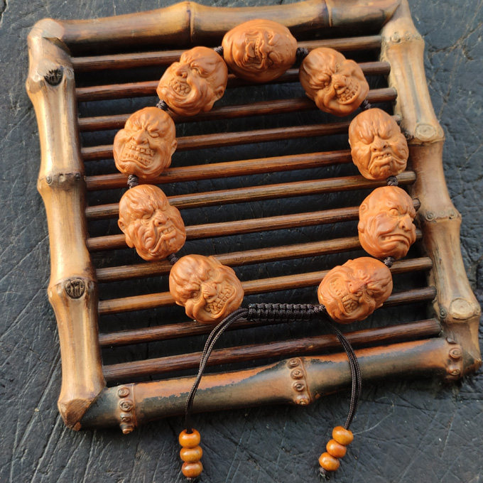 高货山鬼恶僧大师级苏工南工纯手工雕刻铁核橄榄手链