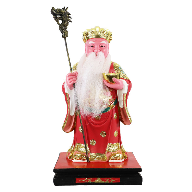 中式16寸站式土地公像福德正神如意拐杖神像佛堂寺庙家居桌面摆件