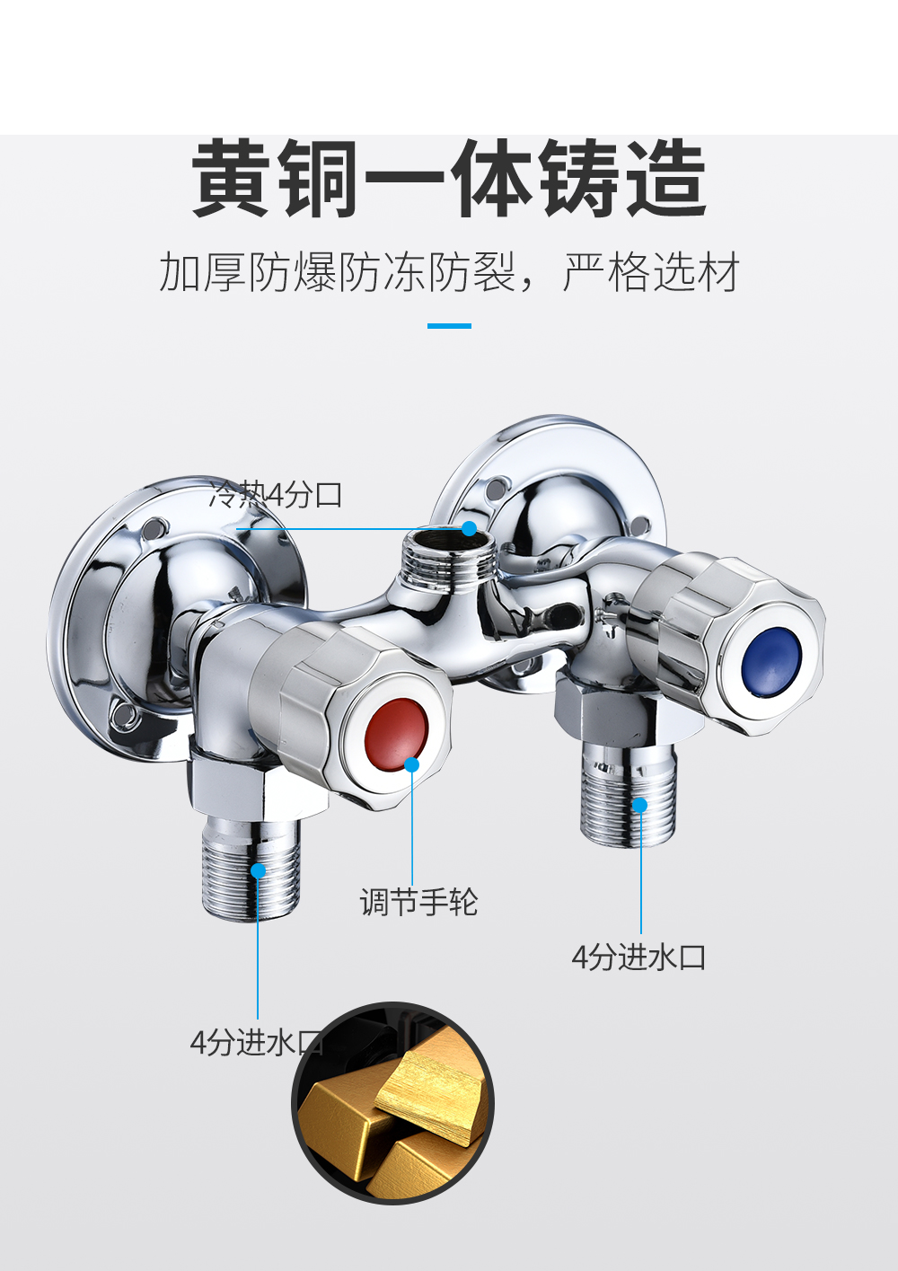 淋浴明装双冷热冷热水水龙头明管双开关混水阀双把老式浴缸淋浴龙头