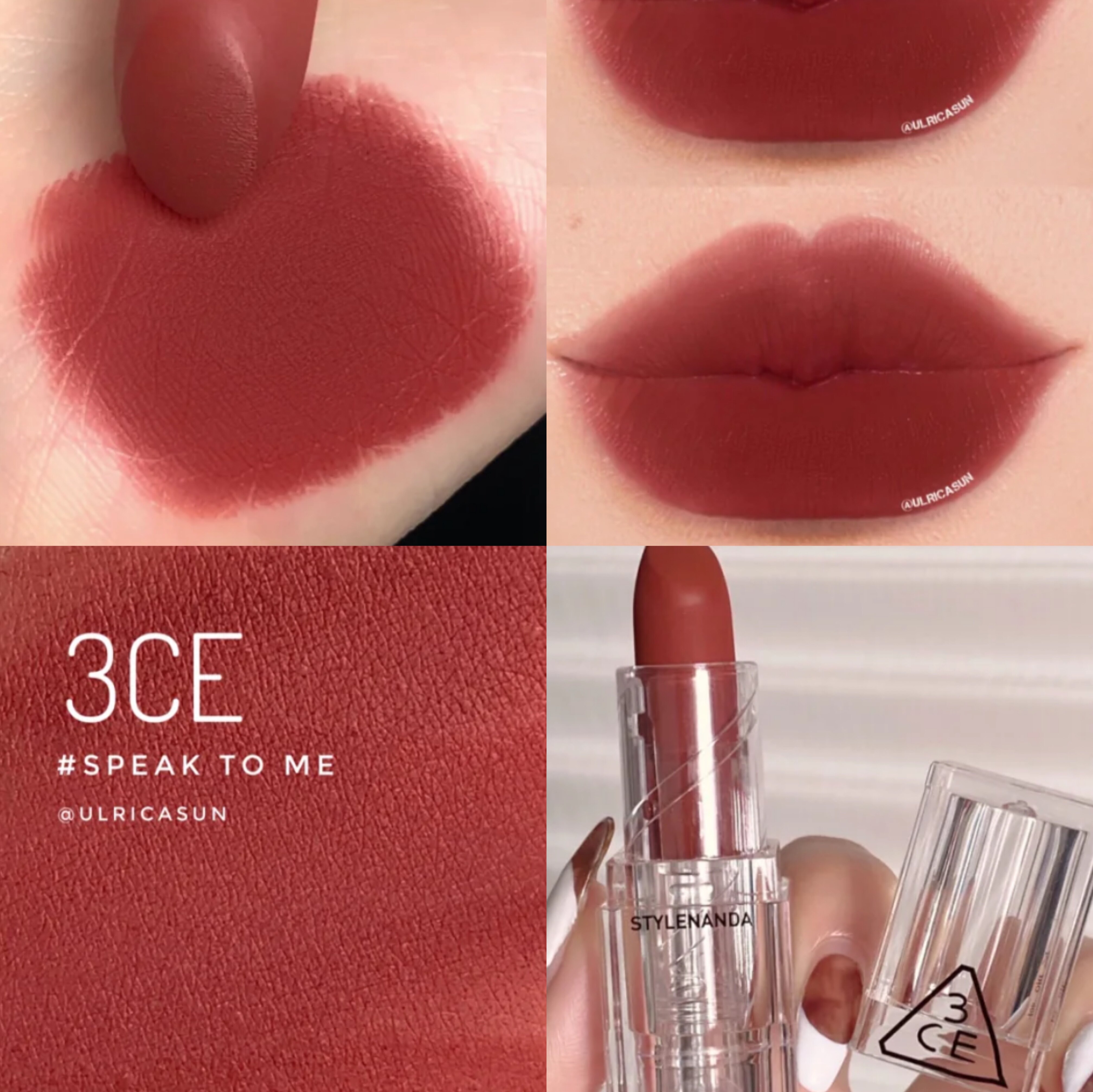 现货3ce亚克力透明冰块口红哑光雾面唇膏speak唇膏
