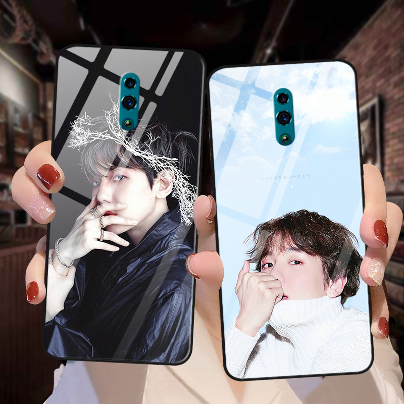 适用opporenoz伯贤手机壳钢化玻璃renoaceace2明星exo保护套手机保护