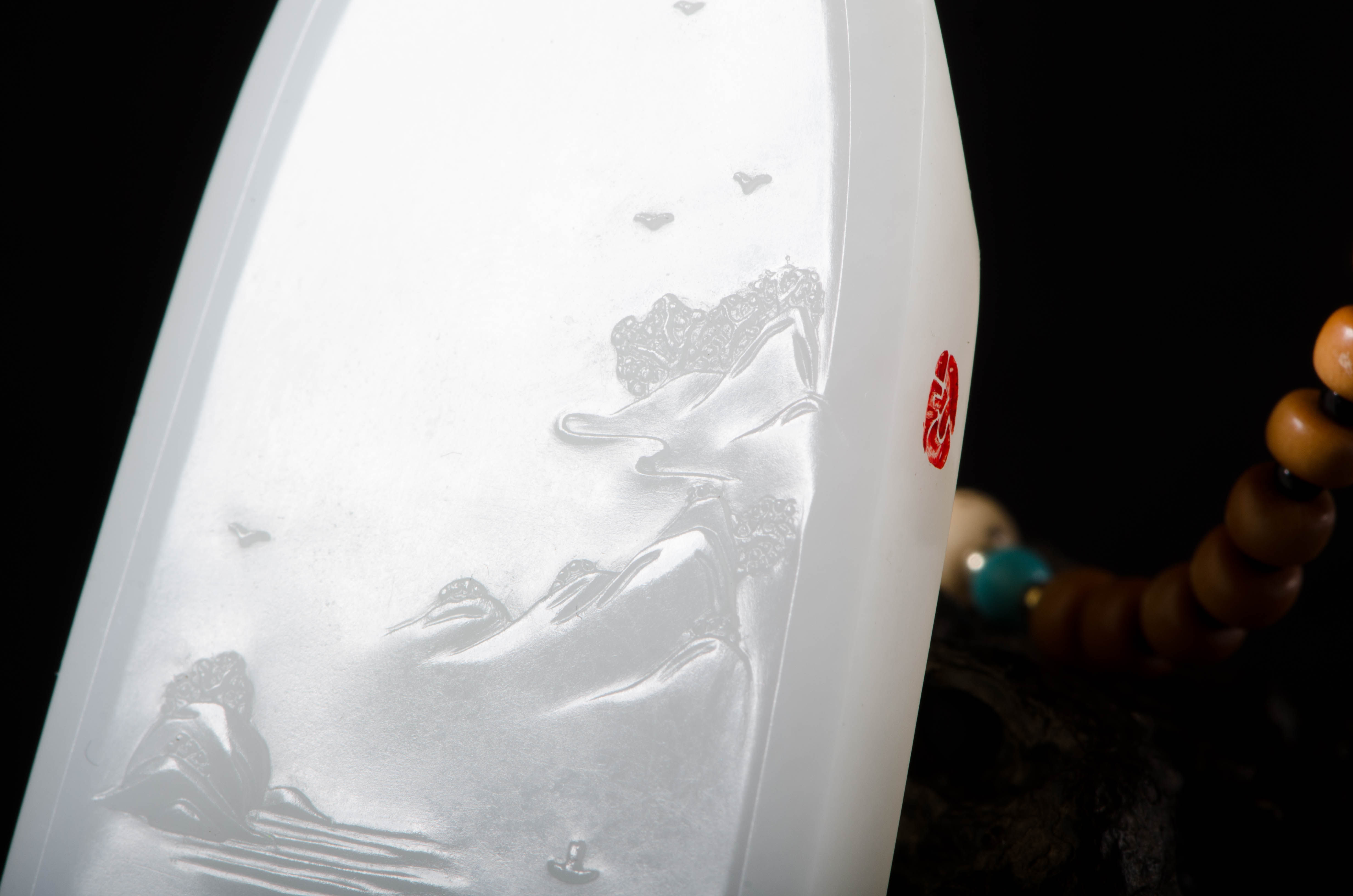 小玉观音〗观音菩萨牌 杨红展大师玉雕 新疆和田白玉籽料 结缘 - 爱