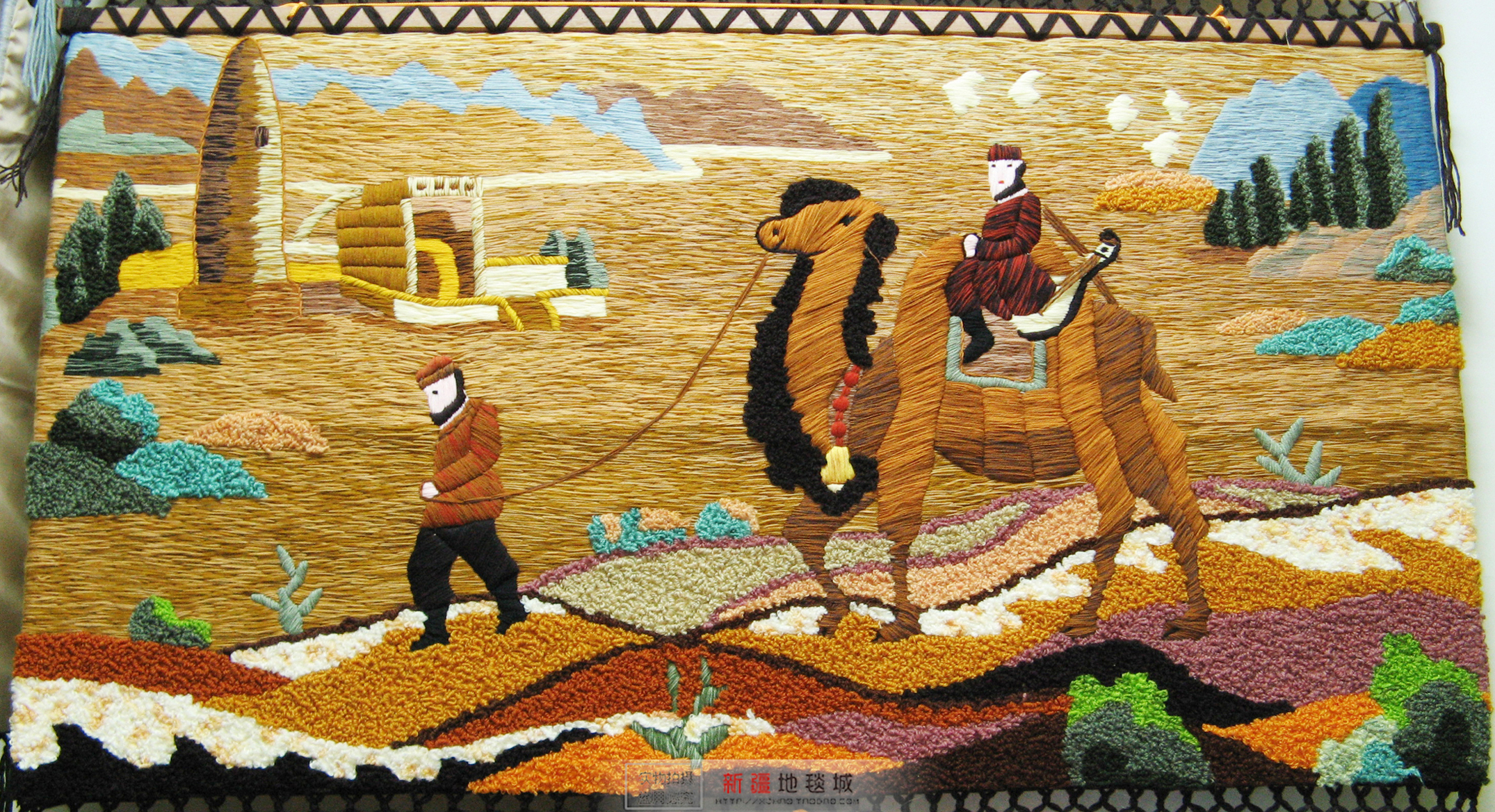 新疆风情艺术手工挂毯装饰画喜鹊客厅壁挂壁毯挂毯