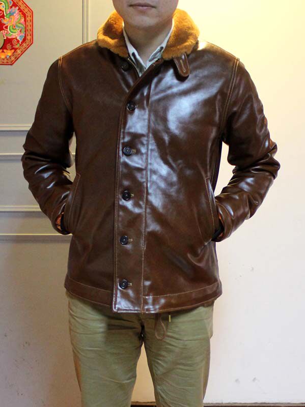 复刻美国海军n-1马皮甲板夹克bucomoccyschoot皮衣
