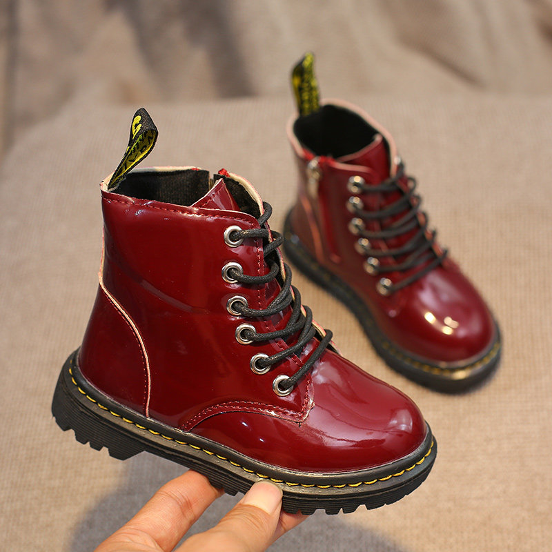 2019秋冬新款韩版儿童马丁靴女童靴子漆面皮靴中筒靴短靴单靴潮鞋