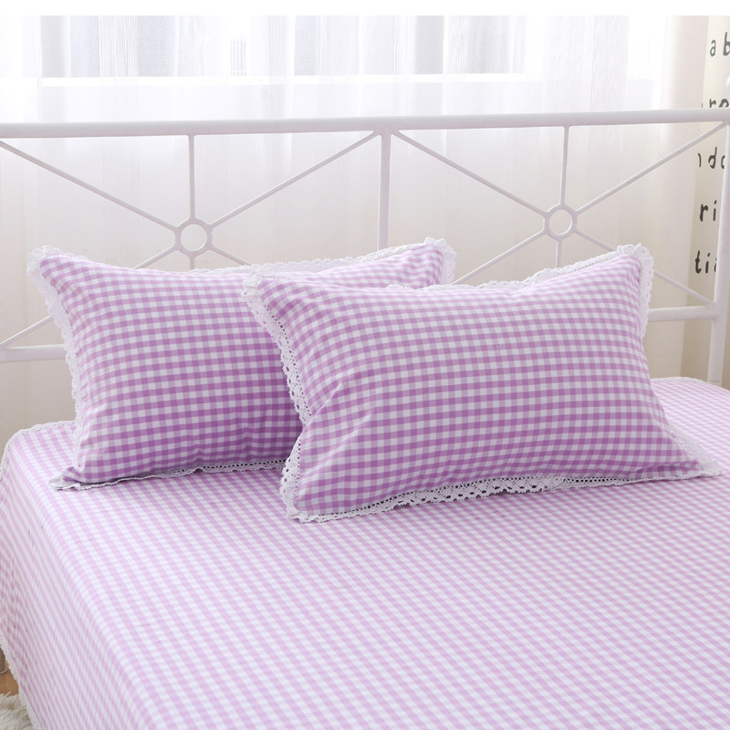 格子枕套粗布枕套加厚单人纯棉 信封枕头套 枕芯套 格子一对