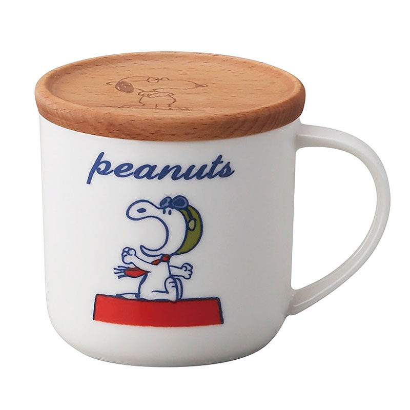 日本制原正品peanutssnoopy史努比杯子带木杯马克杯陶动漫水杯