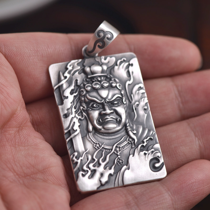 上尊男饰不动明王吊坠足银属鸡本命佛牌护身符项坠