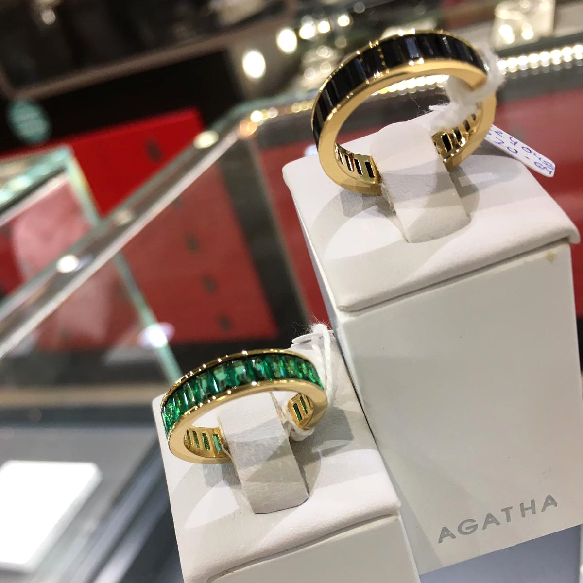 新款欧洲瑷嘉莎agatha简约高级长方形水晶戒指时尚戒指