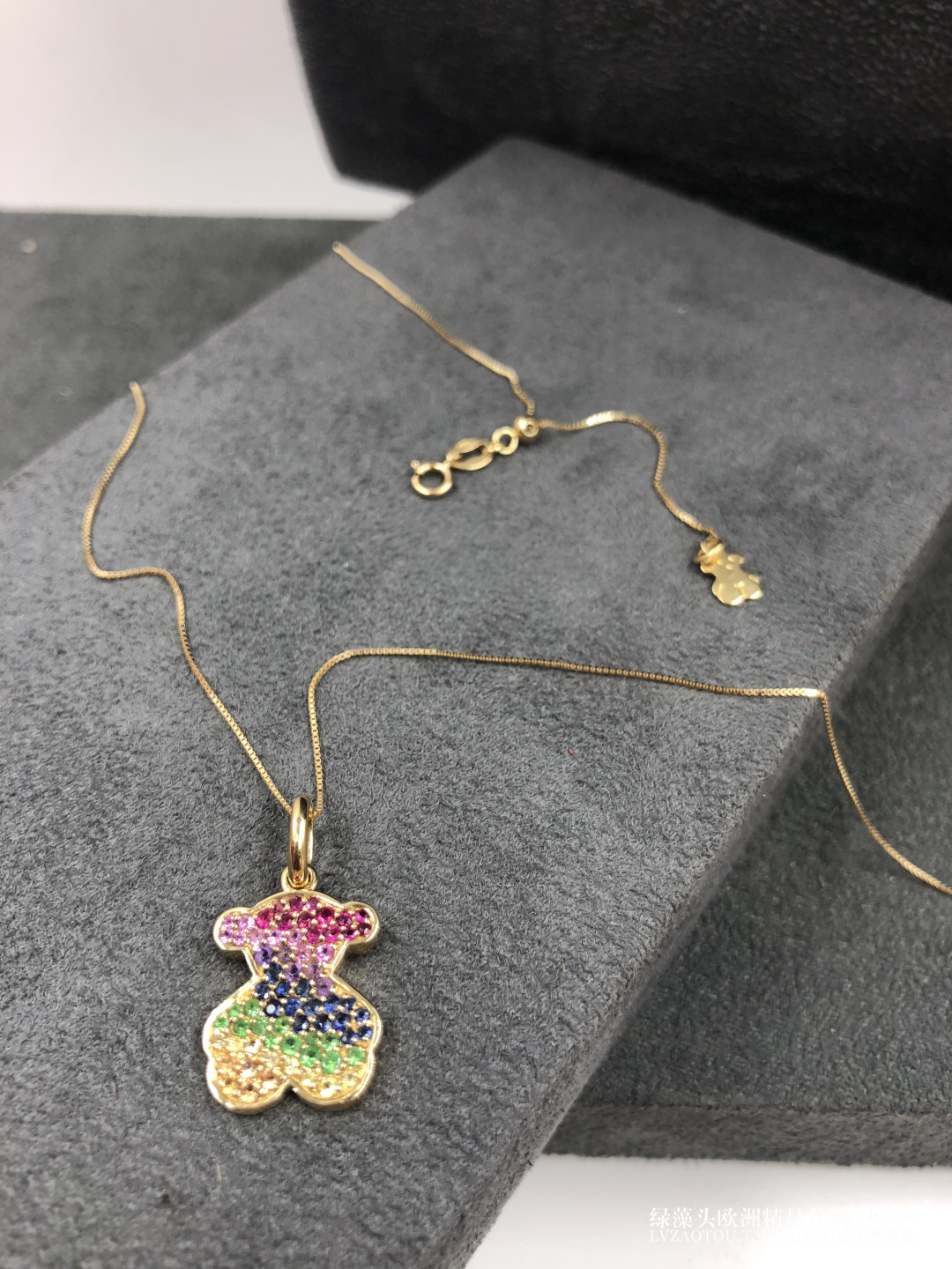 欧洲轻奢品牌tous桃丝熊经典款可爱小熊彩色蓝宝石18k金项链女