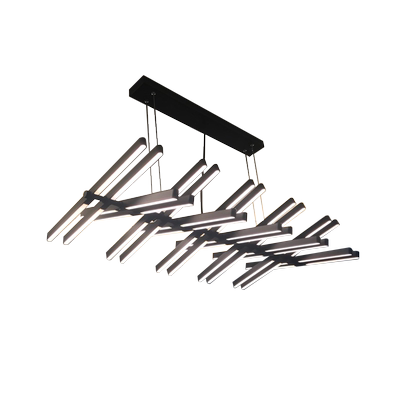 后现代北欧餐厅办公室前台吧台长条艺术吊灯客厅多变造型鱼骨灯