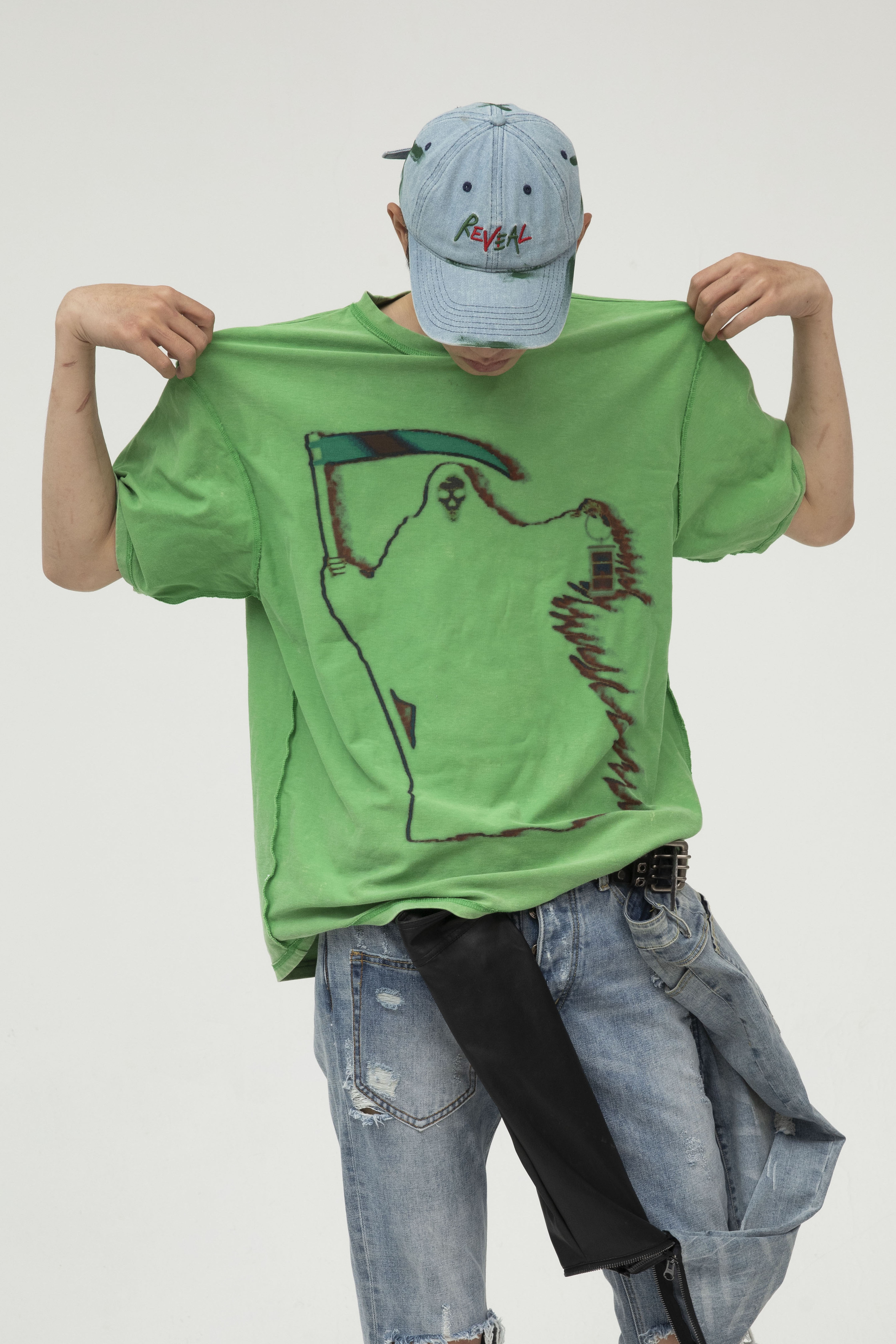 revealreaperevil原创复古印花宽松纯棉夏季短袖t恤