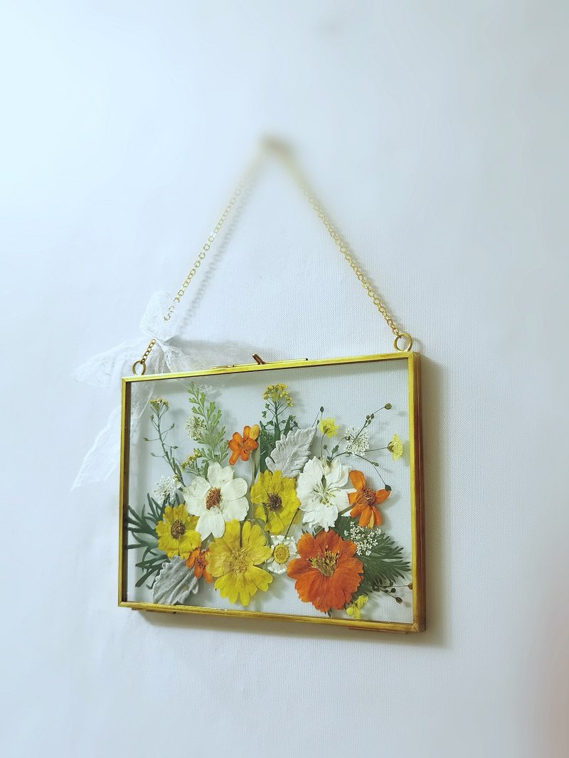 现代家居壁饰干花手作压花轻边相框押花手工干花