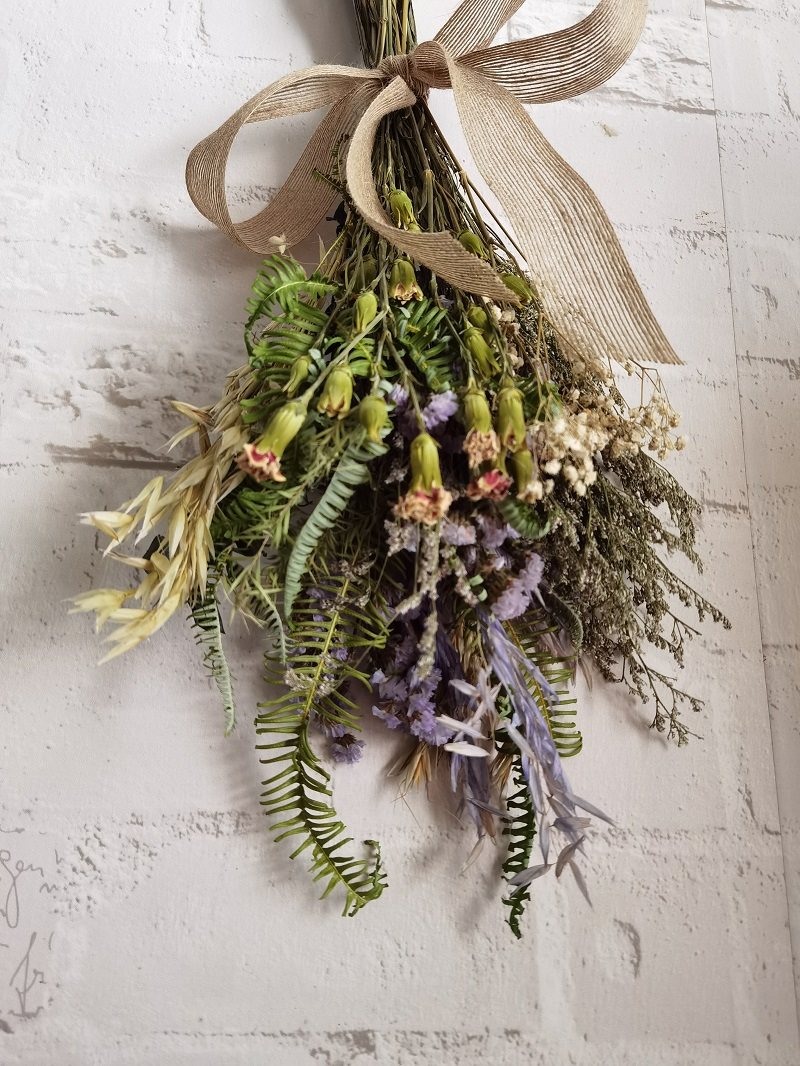 素雅乡村复古仙紫干花花束倒挂装饰休闲酒吧干花