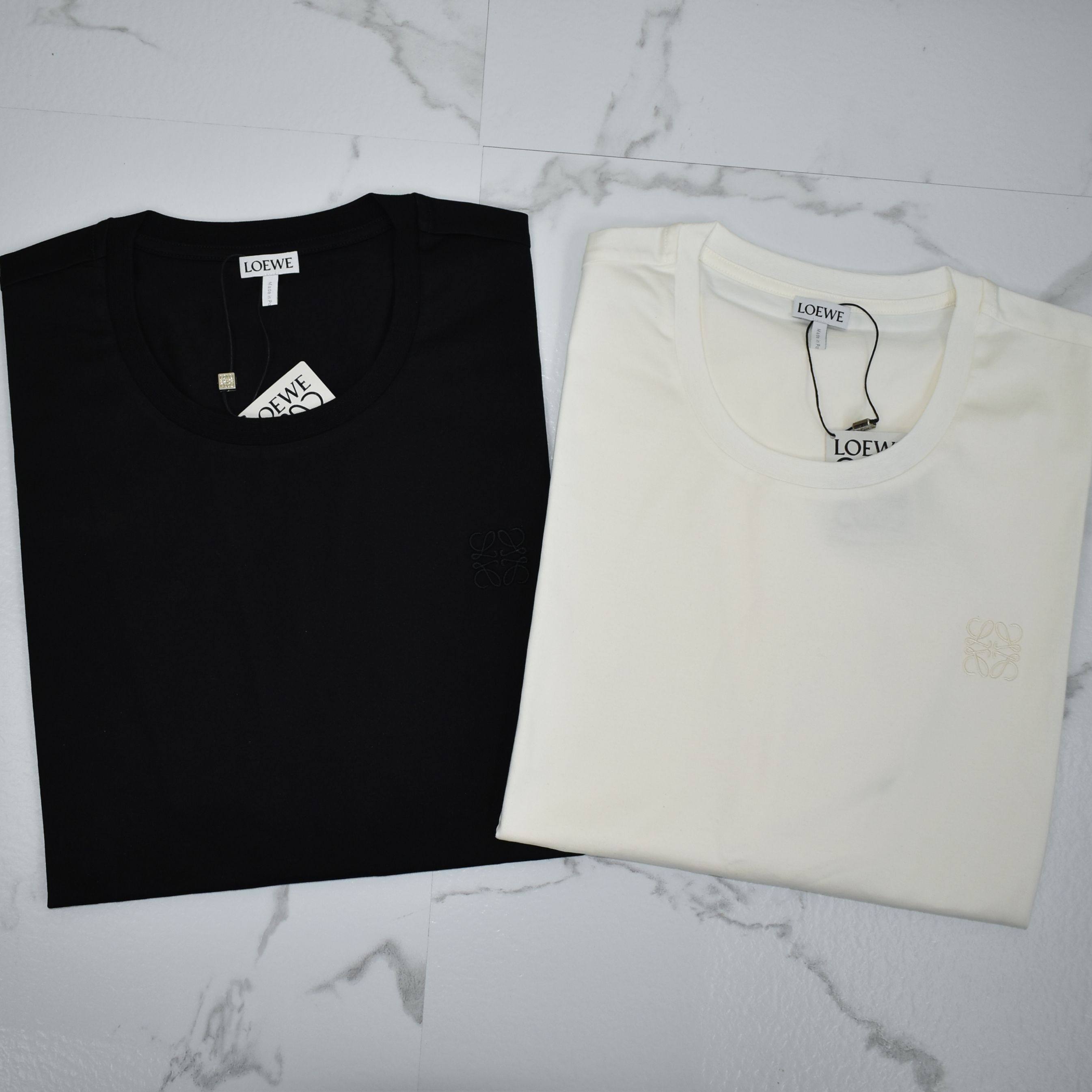 现货loewe刺绣ligo不对称2色圆领短袖t恤