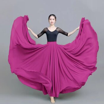 ສິ້ນ swing ຂະຫນາດໃຫຍ່ 720 ອົງສາ chiffon skirt ແມ່ຍິງ slimming Xinjiang ເຕັ້ນລໍາສີ່ຫຼ່ຽມສະແດງເຕັ້ນລໍາສີຂຽວເຕັ້ນລໍາ skirt ເຄິ່ງຍາວ