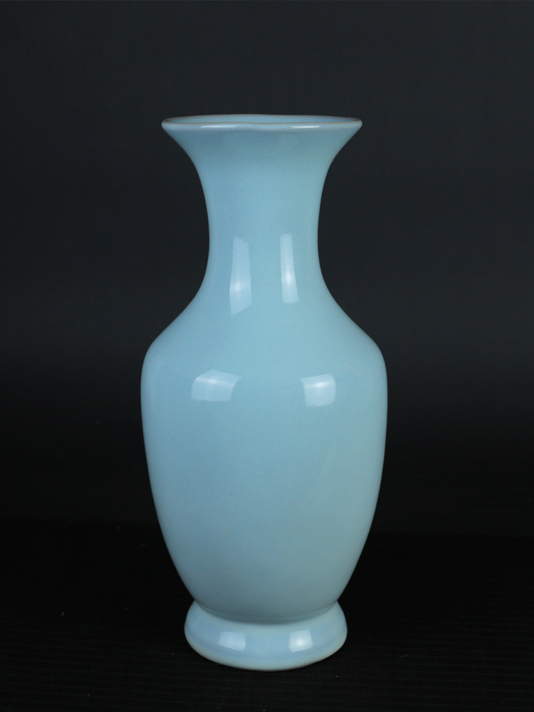 玉松汝瓷天青釉观音瓶孟玉松大师作品花器花瓶收藏品汝窑原产地