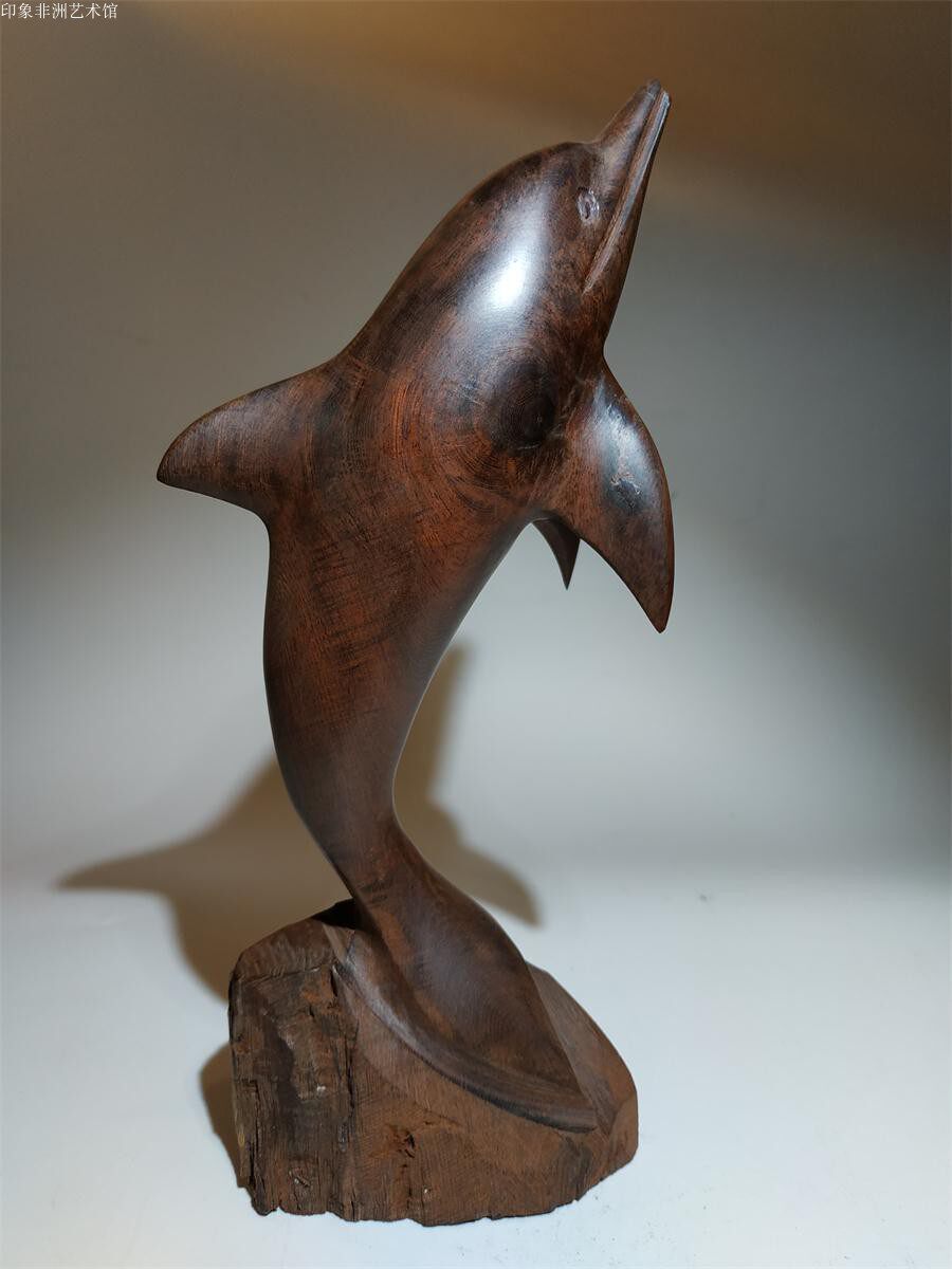 非洲木雕海豚原生态手工雕刻家居简约软装现代木雕