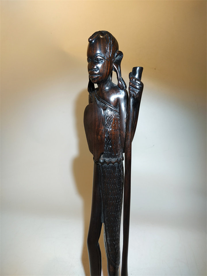 非洲木雕人像乌木雕刻马赛武士坦桑尼亚家居样板木雕
