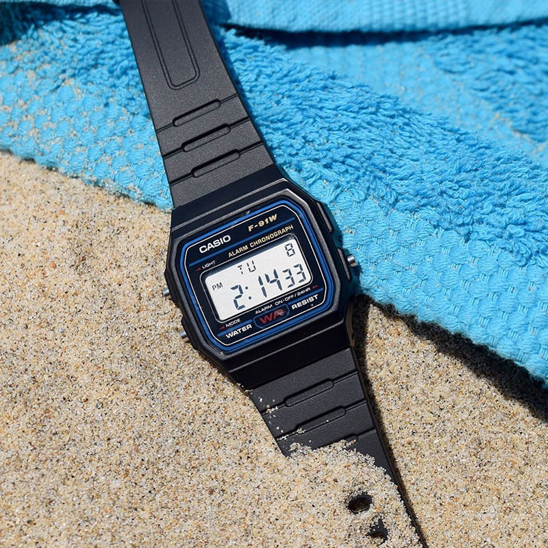 卡西欧运动防水手表男女学生表初中生复古小方块手表f-91w-1d/3d