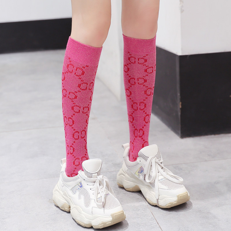 袜子女粉色中筒短袜小腿及膝堆堆秋冬长筒筒袜中筒袜