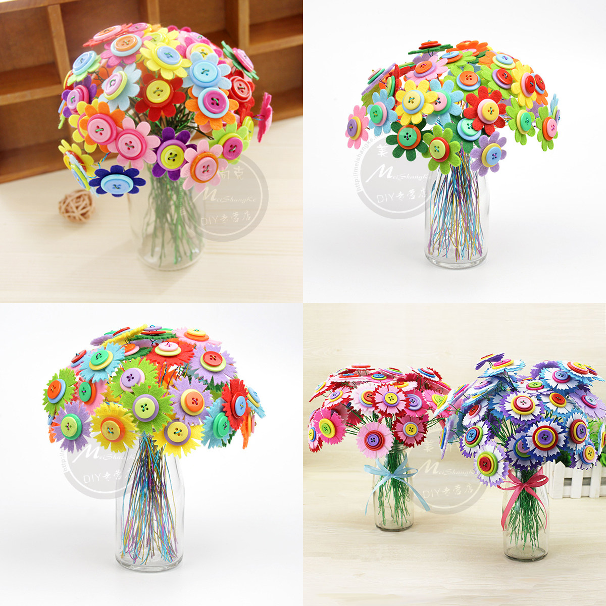 纽扣手工diy材料创意彩色钮扣幼儿园儿童拼图纽扣