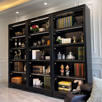 距优惠券开抢还有00:00:00美式书柜黑色轻奢华多功能置物柜长虹带门