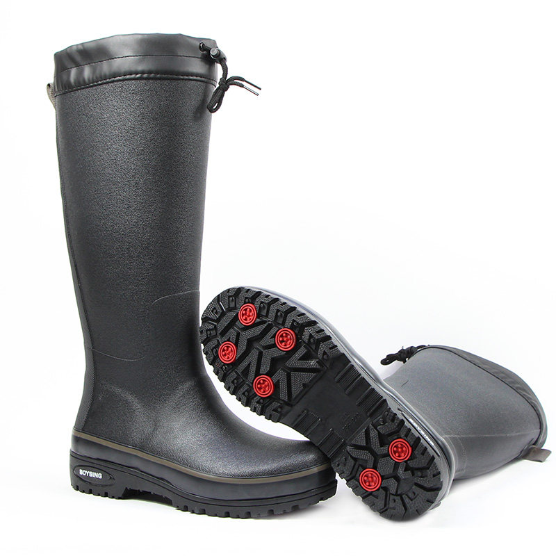 3539新款橡胶水靴防滑耐磨雨鞋防寒可调节长筒保暖胶靴