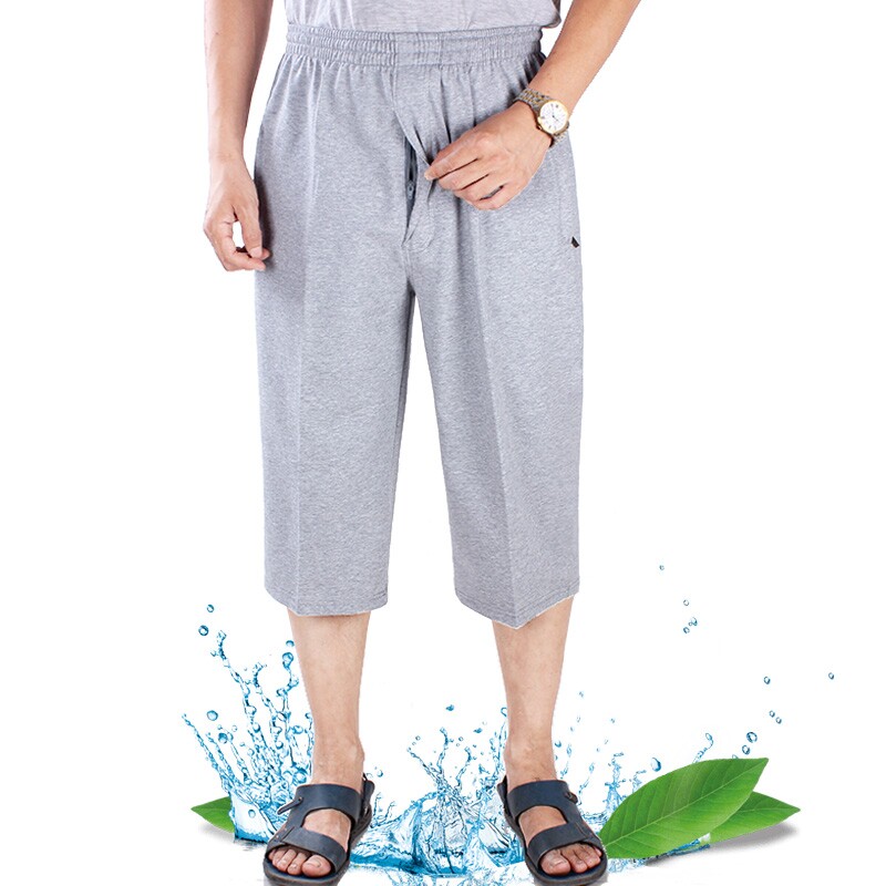 老年人老头松紧中老年裤男七分短裤爸爸夏装爷爷休闲裤