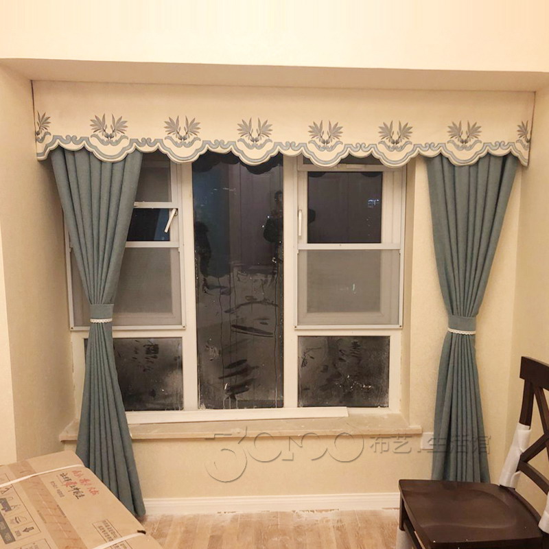 新款白色卧室清新窗帘绣花成品眉头定制窗帘