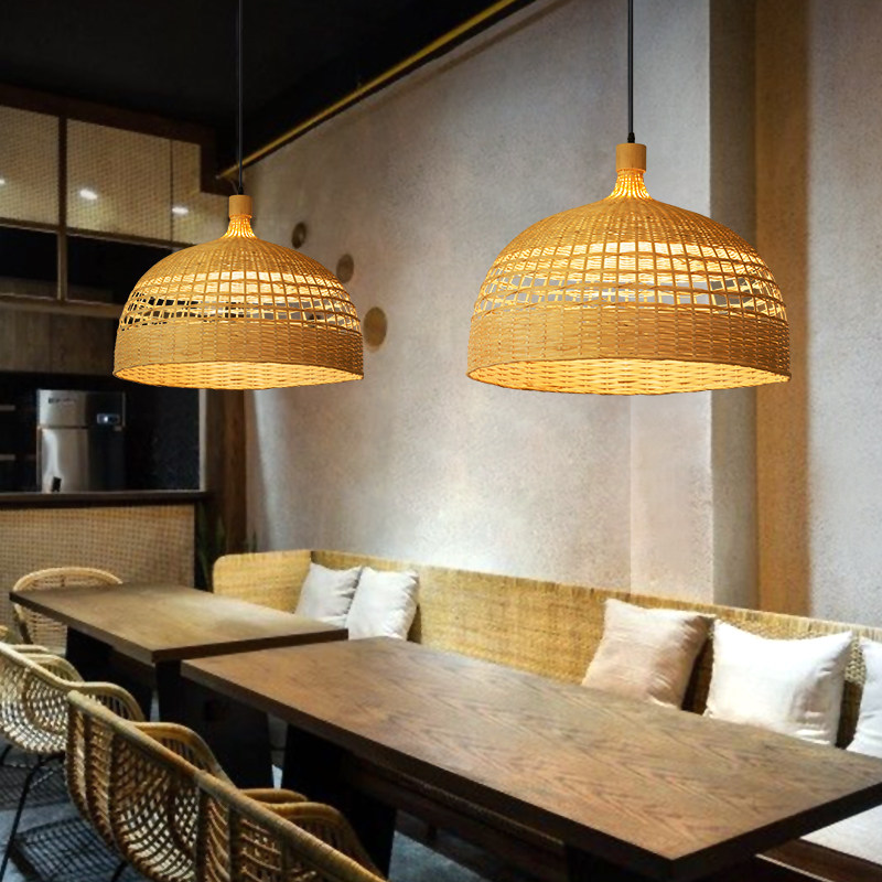 日式创意个性竹编吊灯灯中式禅意灯具茶室餐厅民宿吊灯