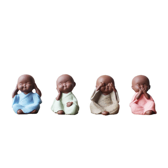 Mini four no little monk Shami ornaments lovely purple sand home Zen meat flowerpot gardening decoration Mini four no little monk Shami ornaments lovely purple sand home Zen meat flowerpot gardening decoration