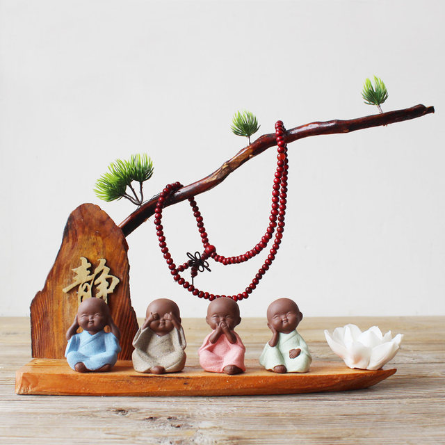Mini four no little monk Shami ornaments lovely purple sand home Zen meat flowerpot gardening decoration Mini four no little monk Shami ornaments lovely purple sand home Zen meat flowerpot gardening decoration