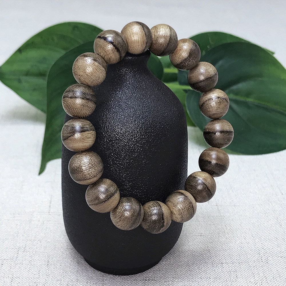 甘甜虎斑泰国暹罗虎纹沉香手链佛珠念珠12mm菩提