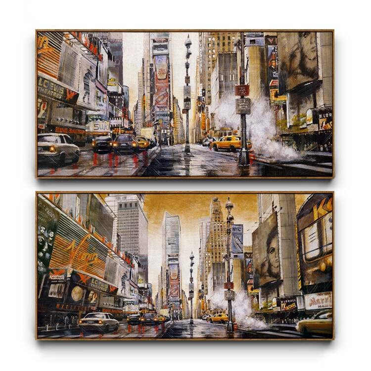 欧美城市建筑街道瓷画卧室床头客厅背景背景墙现代装饰画