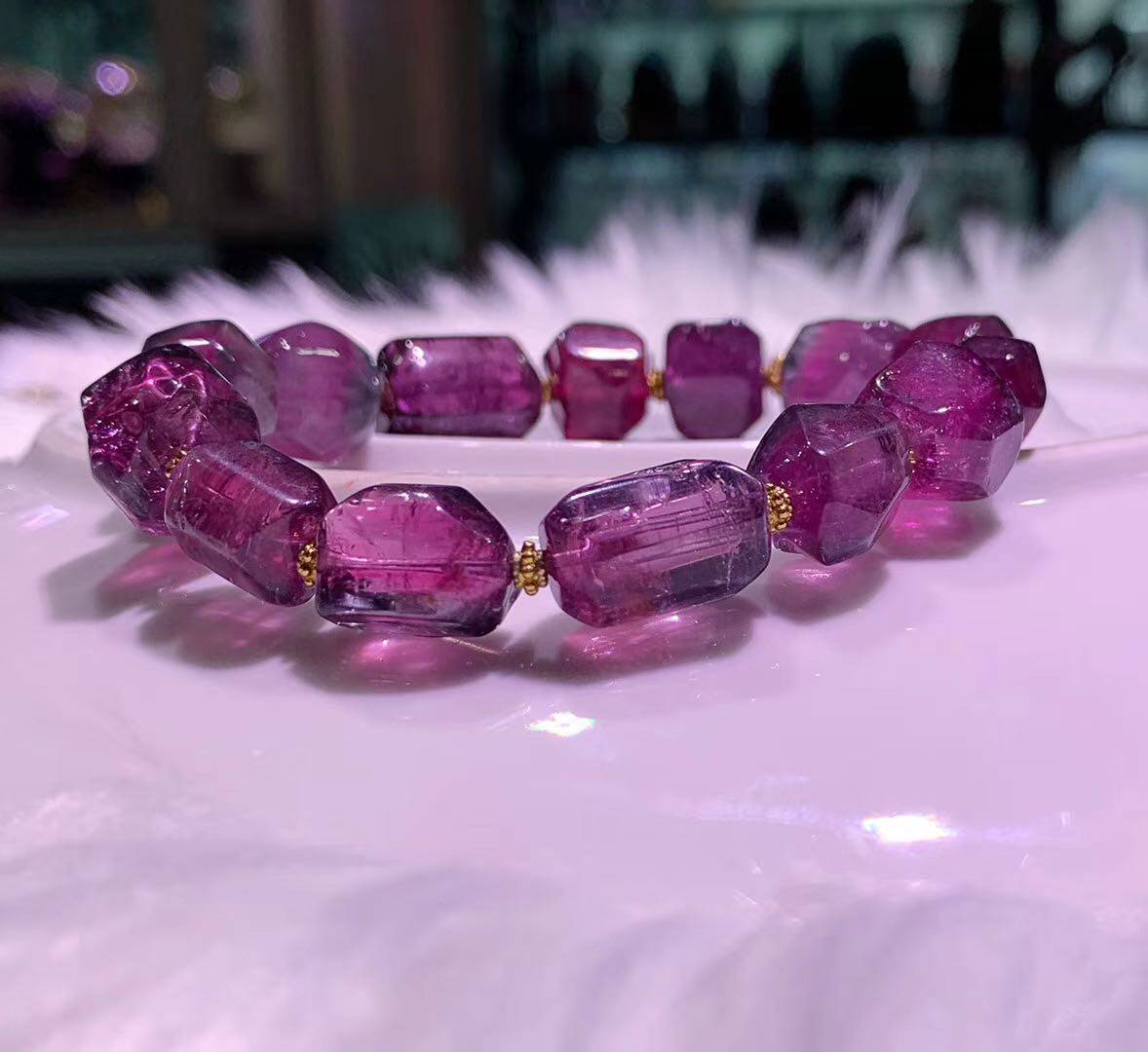 天然碧玺手链颗颗都是糖心心的紫色参数113手链