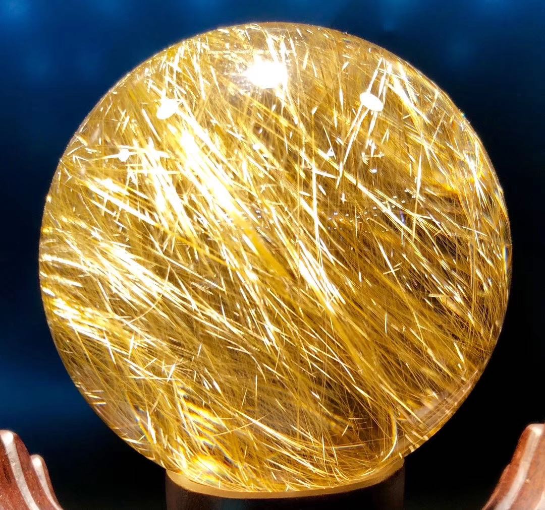 71公分天然金发晶顺发球摆件晶体通透颜色漂亮摆件