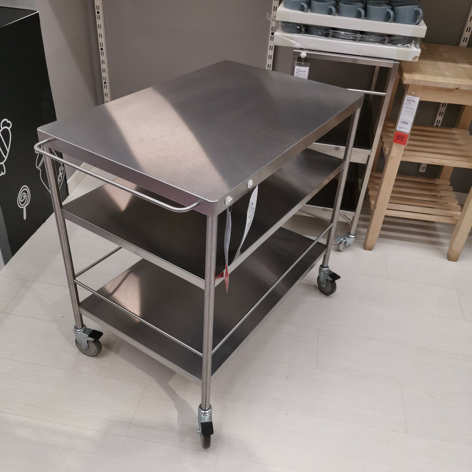 北欧宜家夫莱厨房推车不锈钢方便快捷餐车置物架国内代购餐车