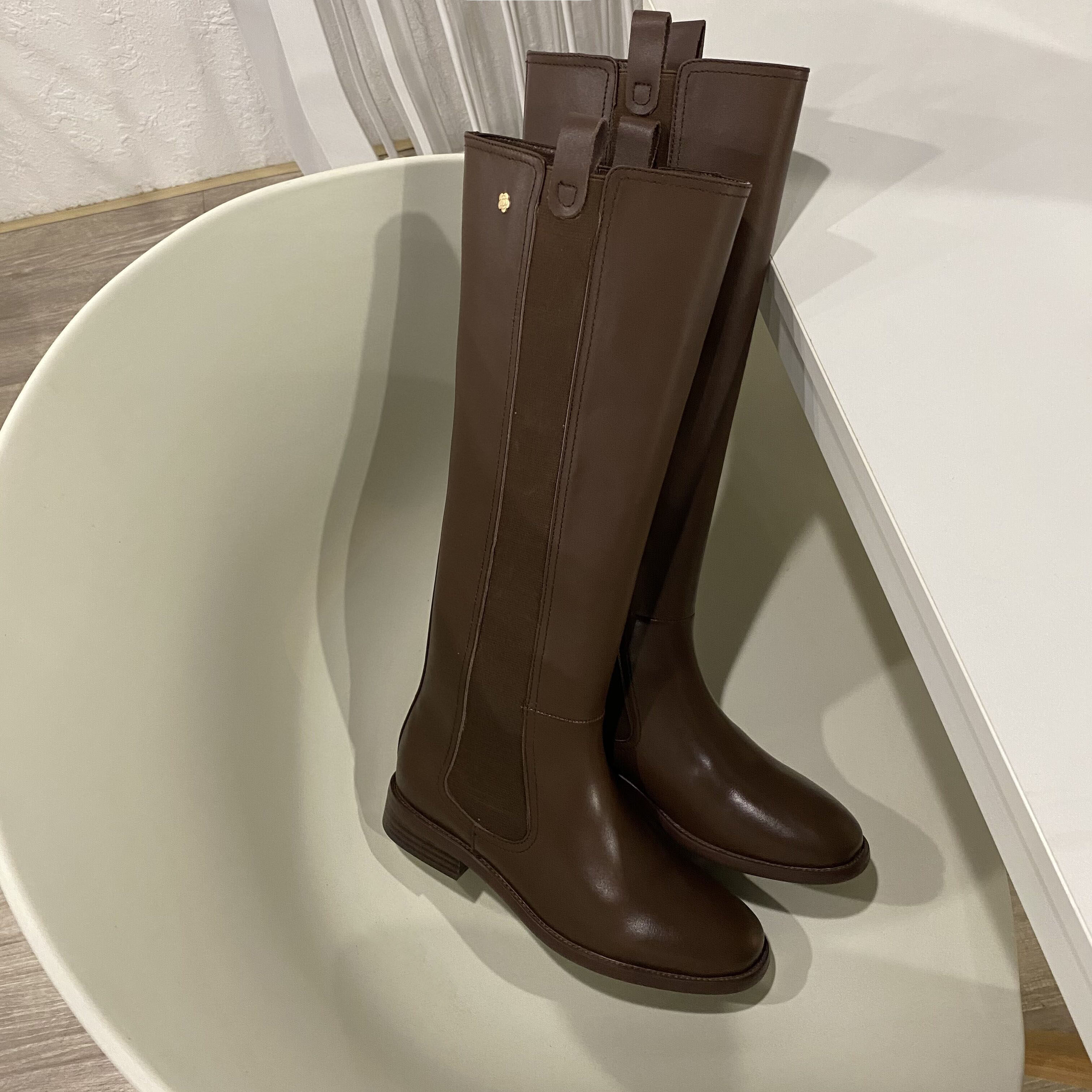 加绒2020秋冬新款绝版香风山茶花骑士时装靴