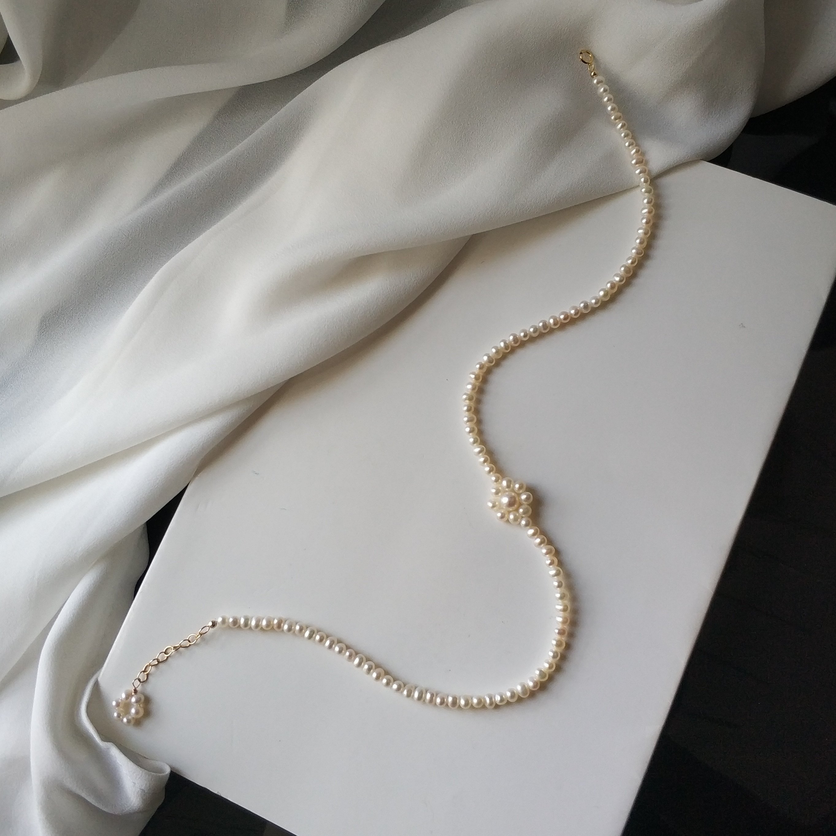 天然淡水珍珠花朵锁骨项链小珍珠极细choker简约项链