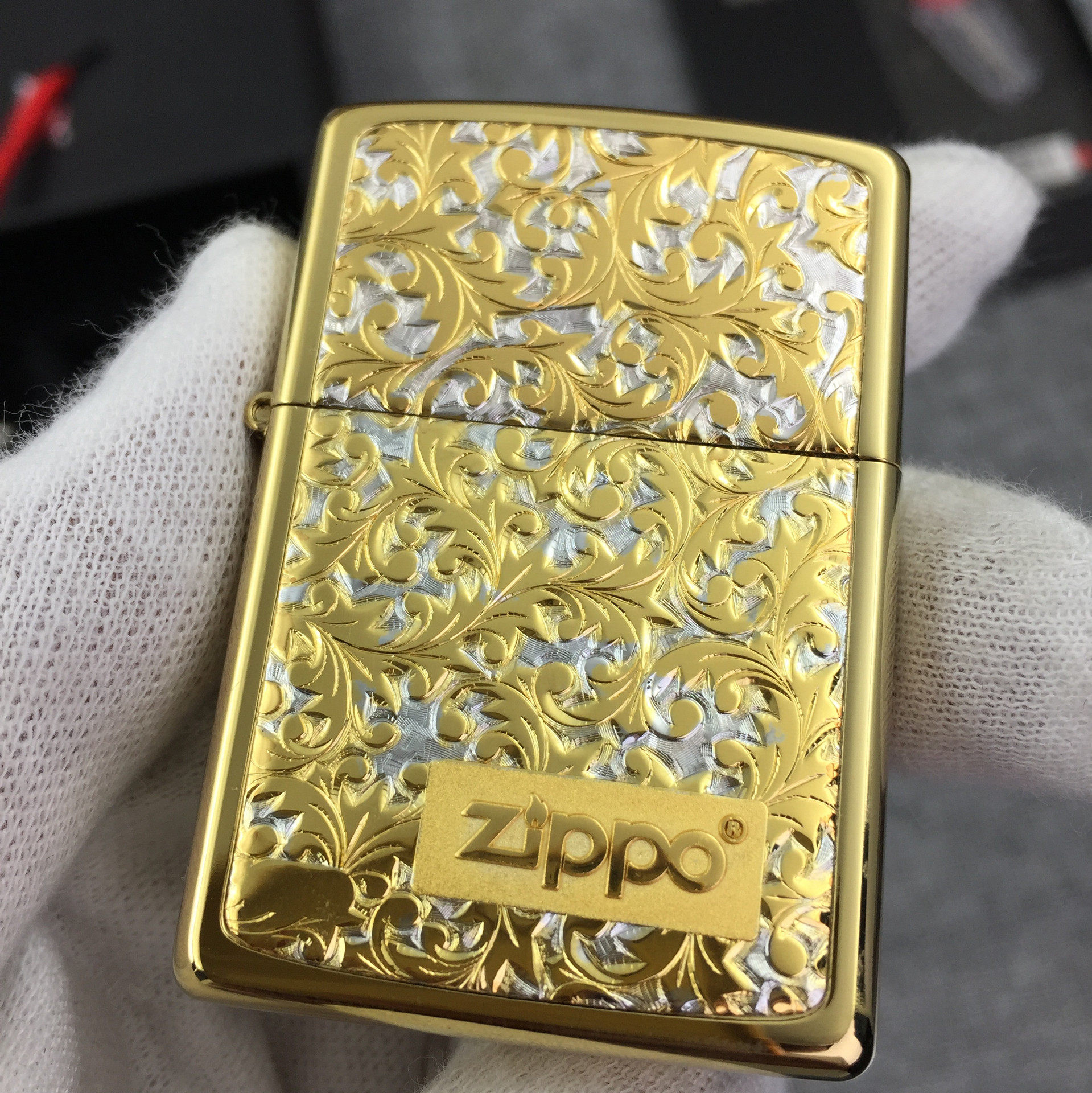 zippo正版煤油打火机纯银唐草k7k8原装正品男士zippo