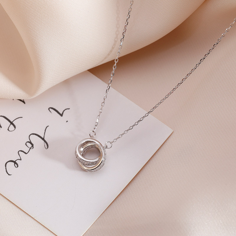 纯银双环项链2021年新款轻奢小众设计锁骨环环相扣项链