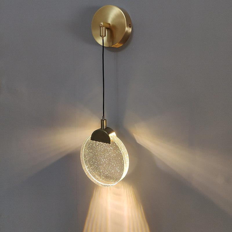 轻奢全铜卧室壁灯2021年新款主卧水晶床头头灯壁灯