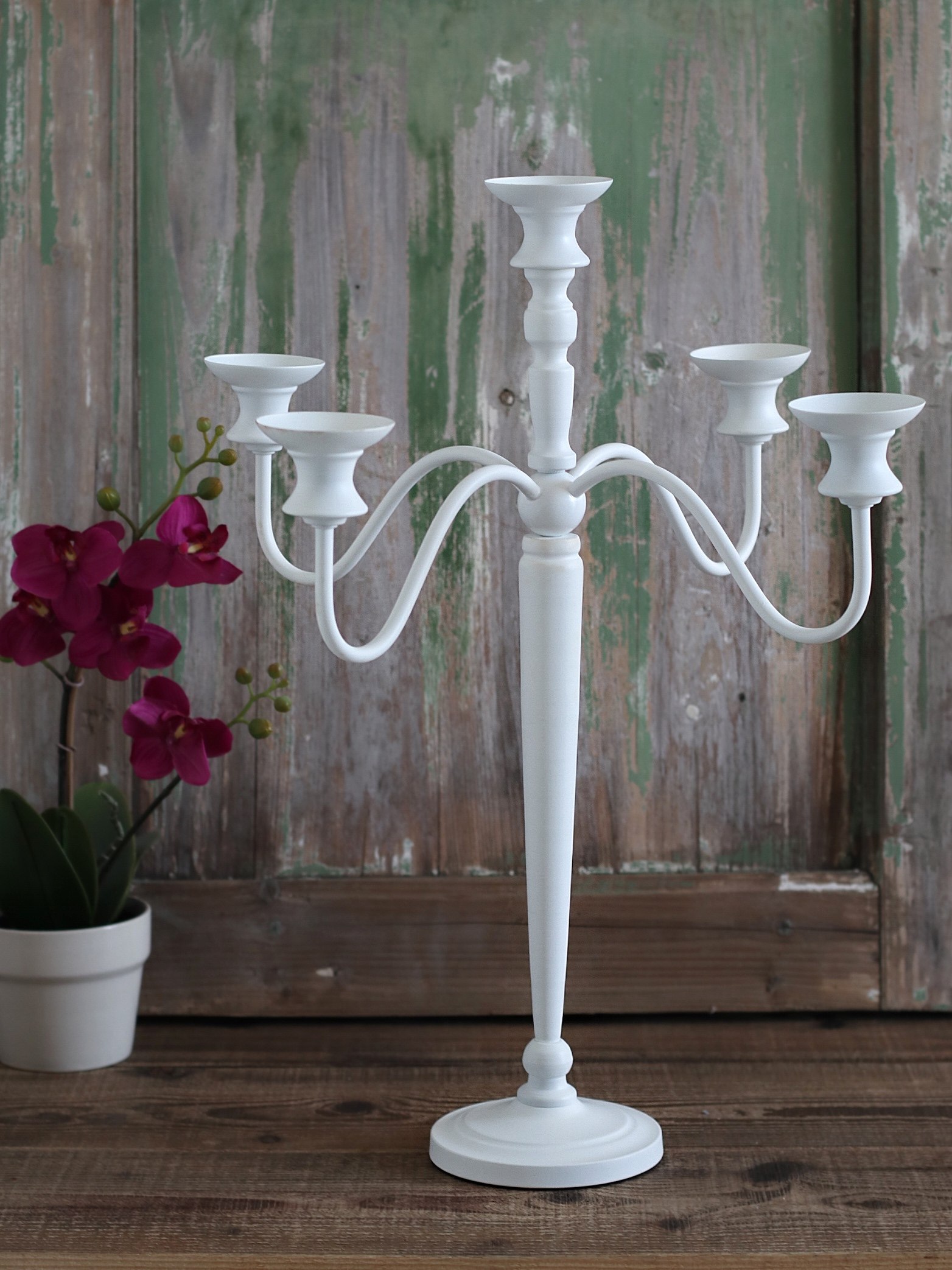 白色多头铁艺蜡烛烛台森系浪漫婚礼餐桌布置烛光烛台