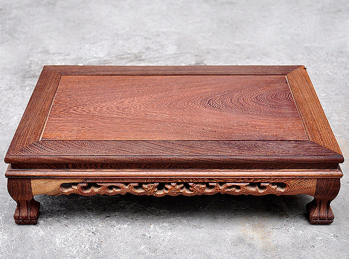 实木鸡翅木红木虎脚长方台形鱼缸花瓶花盆底座木雕