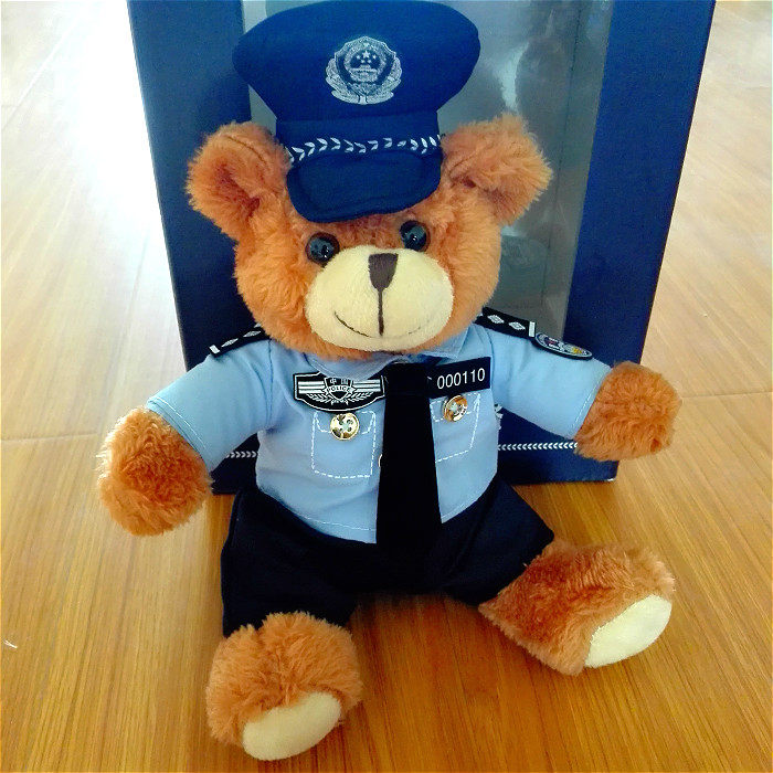 警熊police制服小熊公仔衬衫情侣泰迪毛绒玩具生日礼物 礼品定制