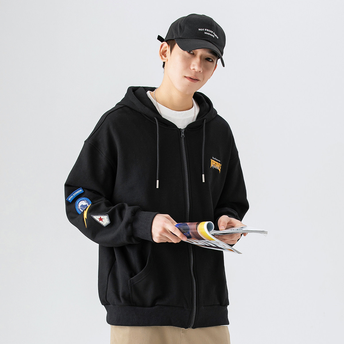 gboy春秋秋季针织开衫卫衣男潮ins连帽上衣卫衣