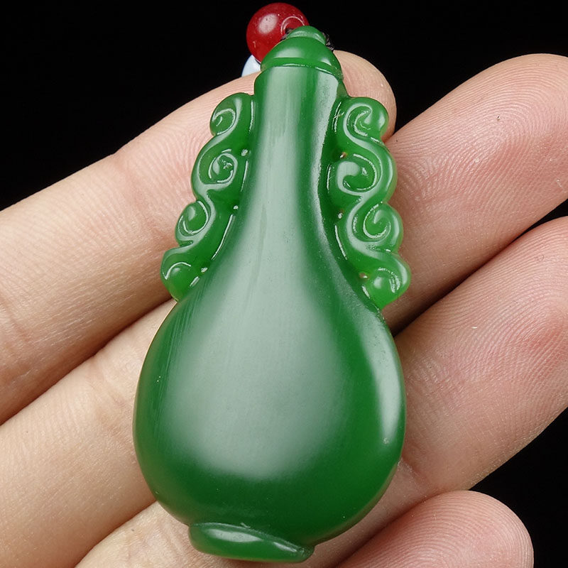 新疆和田玉花瓶吊坠碧玉平平安安净瓶挂件男女款玉石平安花瓶玉佩