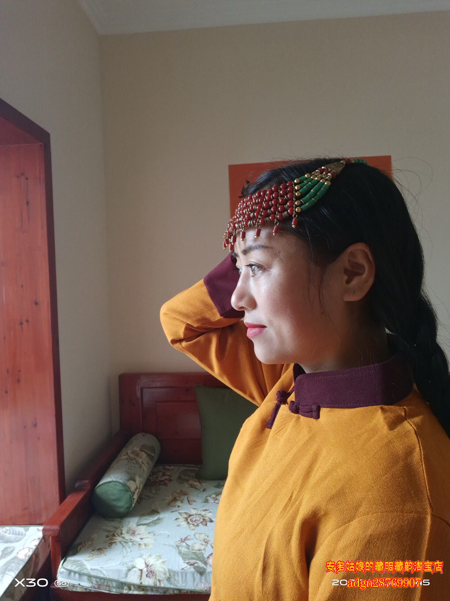 安多姑娘推荐西藏藏族服藏女式黄色棉麻上衣民族服装